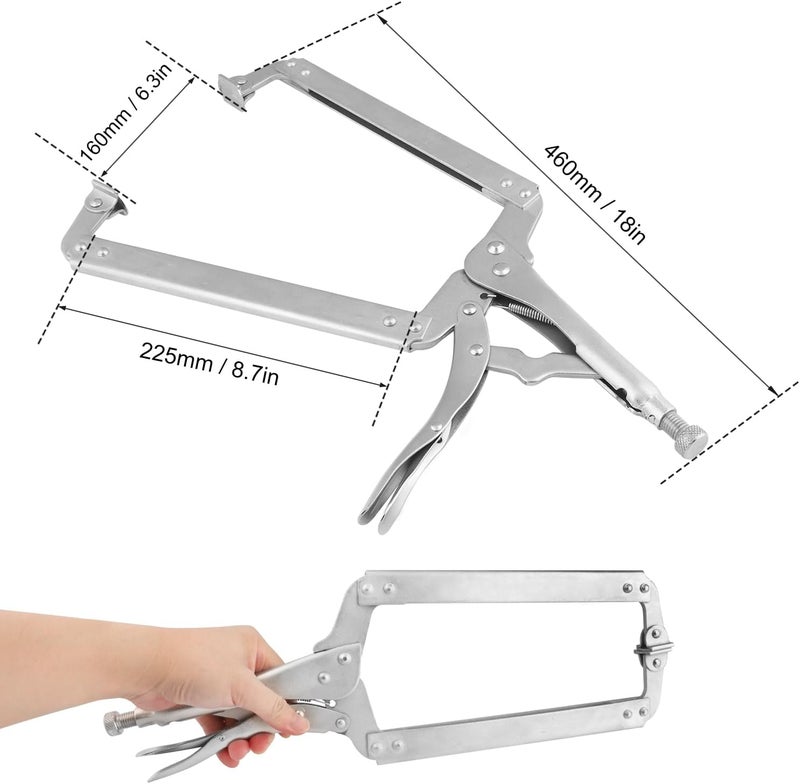 GENHAKON 2 Pack 18 Inch C Clamp Locking Pliers,Locking C Clamp, Adjustable Nickel Plated C Pliers For Wood Working, Welding, Electrician Maintenance and more, by - Image 2